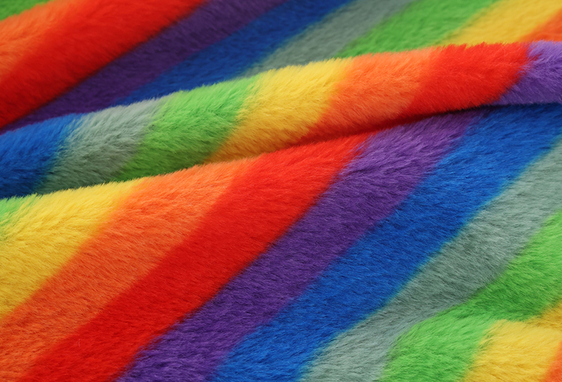 500mg 160cm Țesătură de pluș cu imprimeu de blană de iepure cu dungi colorate