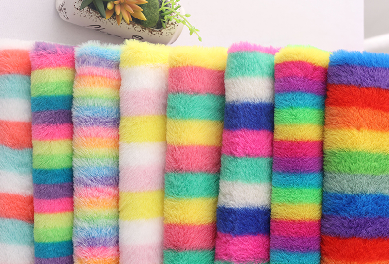 500mg 160cm Țesătură de pluș cu imprimeu de blană de iepure cu dungi colorate
